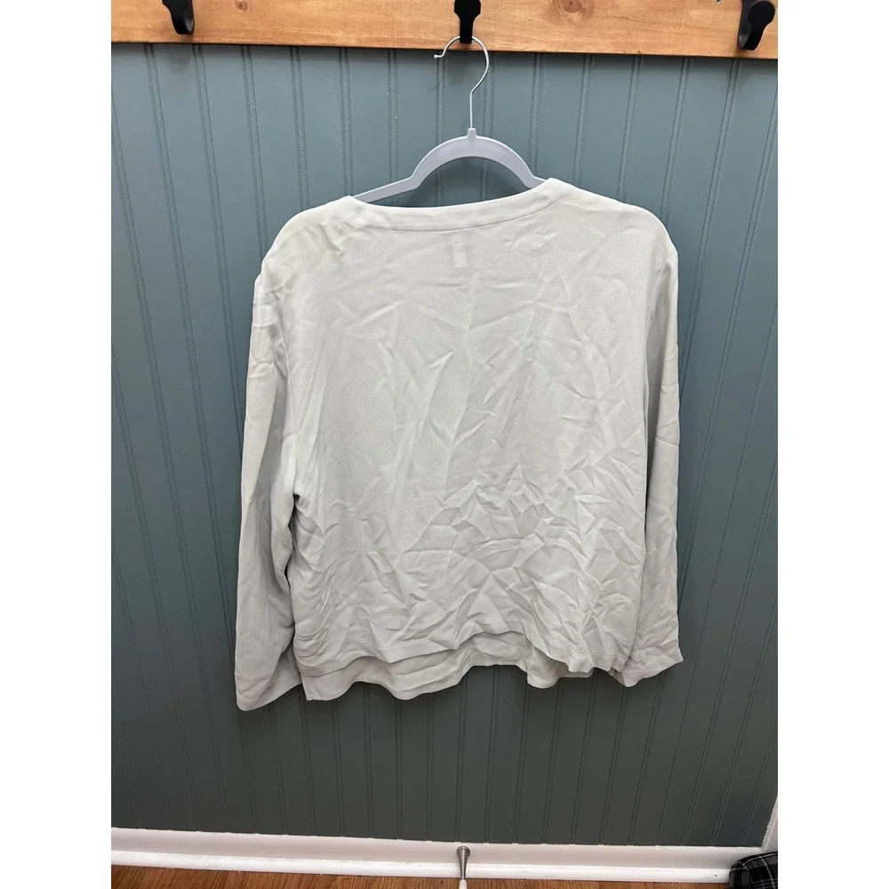 Eileen Fisher Womens Medium 100% Silk Twin Set‎ Cardigan and Shell Sage Green